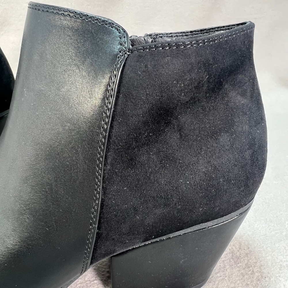Black Pointed Toe Block Heel Ankle Booties Edgy Street Style Night Out 7.5 - Picture 4 of 16